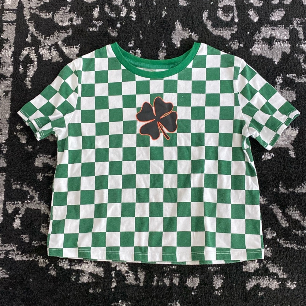 Super Cute Green White girls crop shirt